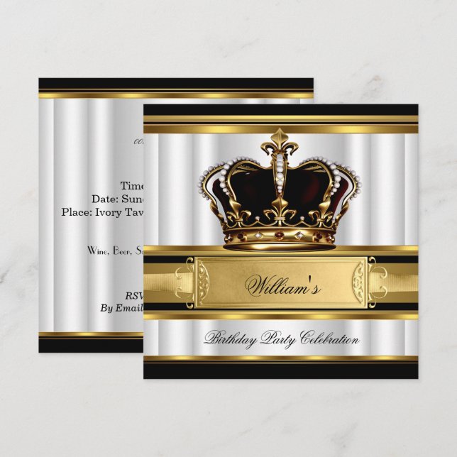 Invitation Anniversaire royal de l'or noir Prince King 2B (Devant / Derrière)