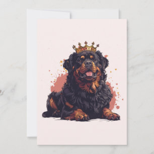 Invitation Anniversaire Royal Rottweiler Chien Reine Couronne