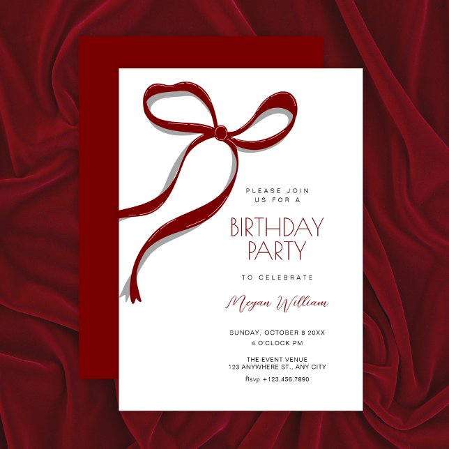 Invitation Anniversaire ruban rouge (Créateur téléchargé)
