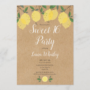 Invitation Anniversaire Rustic Lemons Sweet de 16 fêtes