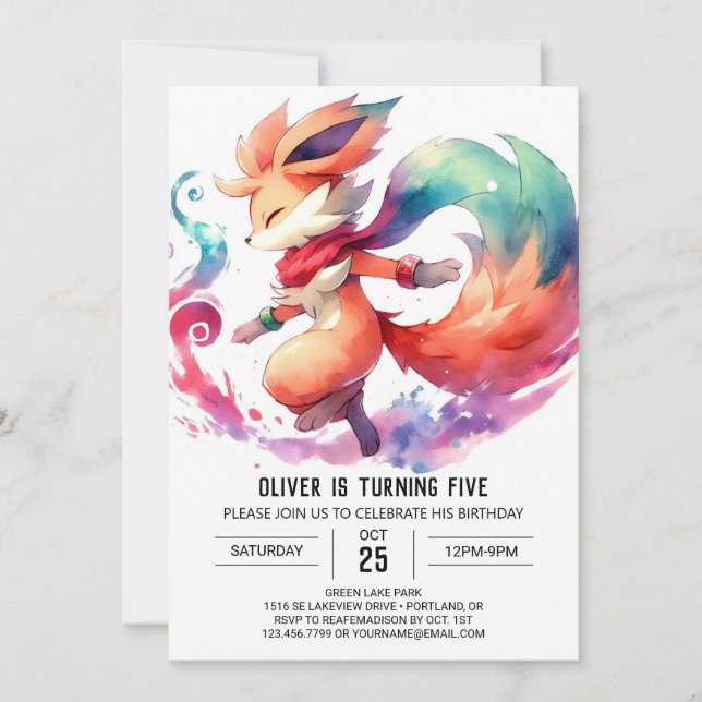 Invitation Anniversaire Rustique Chic Fox (Devant)