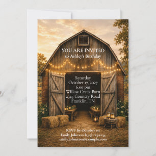 Invitation Anniversaire Rustique de la Cour de Ferme