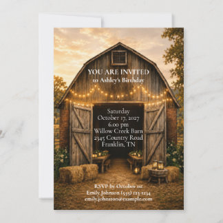 Invitation Anniversaire Rustique de la Cour de Ferme