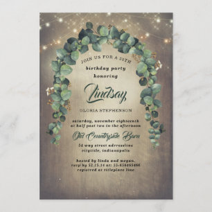 Invitation Anniversaire rustique de l'Eucalyptus Green Garlan