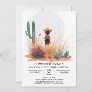 Invitation Anniversaire rustique de mignon Cowboy