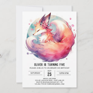 Invitation Anniversaire rustique de Renard modifiable