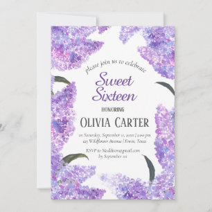 Invitation Anniversaire Rustique Lilac Sweet sixteen