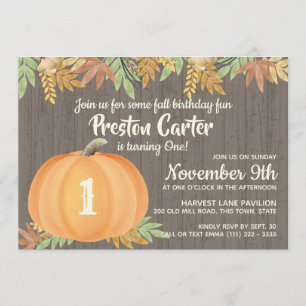 Invitation Anniversaire rustique petit Citrouille