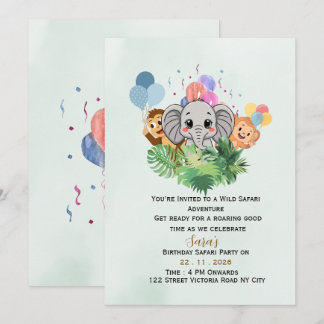 Invitation anniversaire Safari Enfants Editable