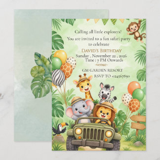 Invitation anniversaire Safari pour enfants modèle