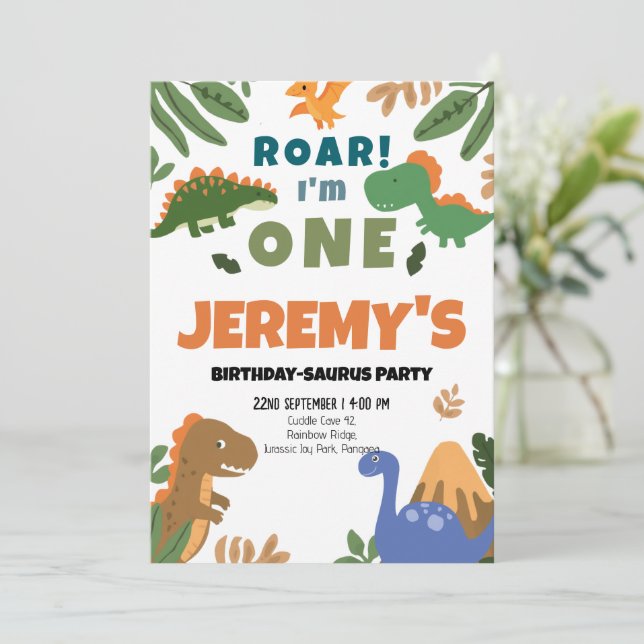 Invitation Anniversaire-Saurus Première Fête d'Anniversaire (Debout devant)
