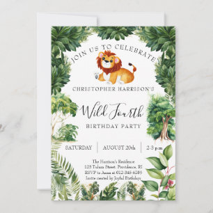 Invitation Anniversaire sauvage de 4 ans du Lion Jungle