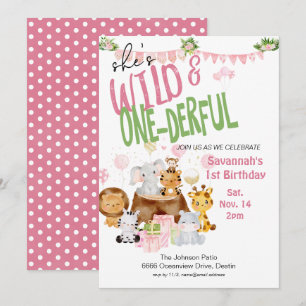 Invitation Anniversaire Sauvage et Merveilleux Bébé Rose Anim