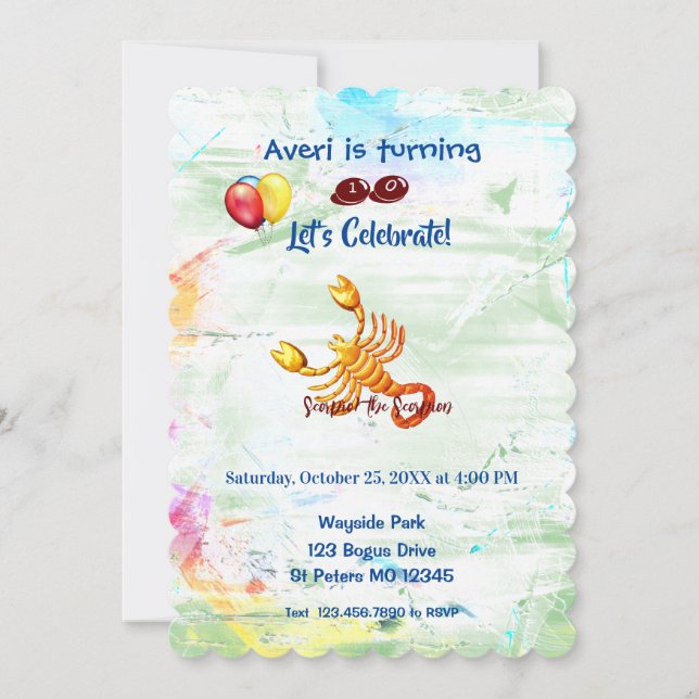 Invitation Anniversaire Scorpio (23 octobre - 21 novembre) (Devant)