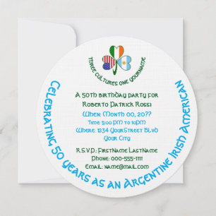 Invitation Anniversaire Shamrock Américain Irlandais Argentin