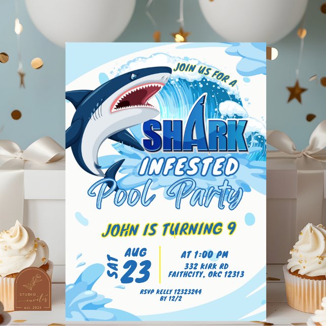 Invitation anniversaire sharktastic (Créateur téléchargé)