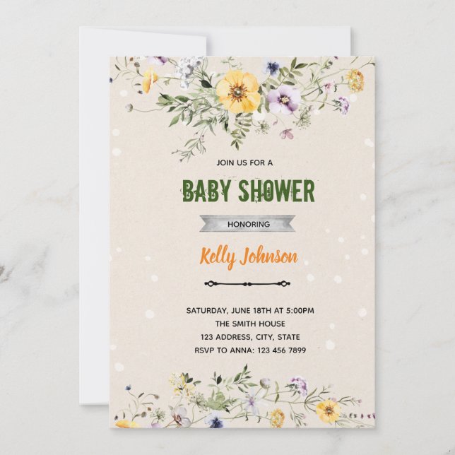 Invitation anniversaire shower fleur sauvage de ja (Devant)