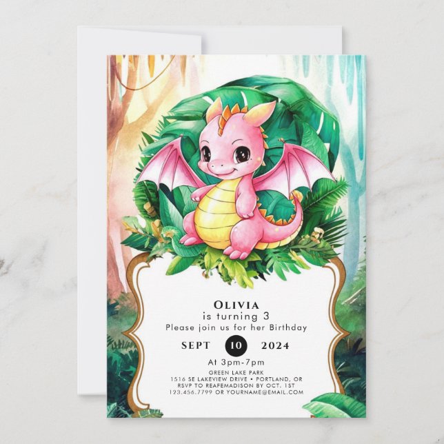 Invitation Anniversaire simple du dragon rayonnant (Devant)