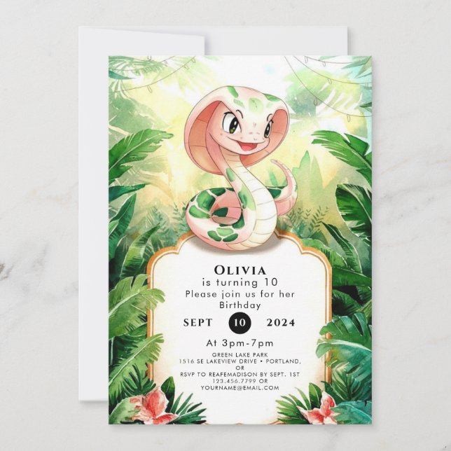 Invitation Anniversaire simple du serpent de Cobra (Devant)