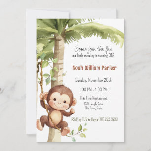 Invitation Anniversaire singe 1ère année Jungle