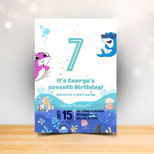 Invitation Anniversaire Sirène et Requin