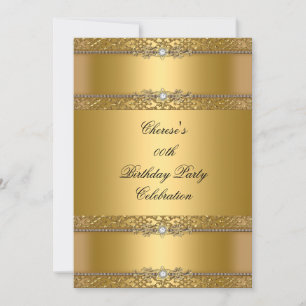 Invitation Anniversaire Soirée Elegant Gold Diamond