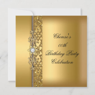 Invitation Anniversaire Soirée Elegant Gold Diamond