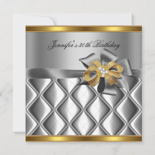 Invitation Anniversaire Soirée Gold Tile Trier Silver Grey Di