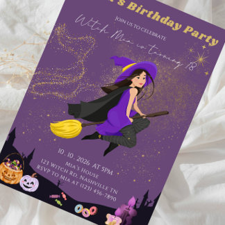 Invitation Anniversaire Sorcière Fête d'anniversaire Hallowee
