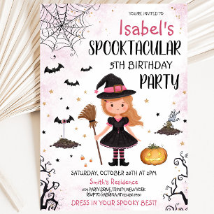 Invitation Anniversaire Sorcière Rose Halloween