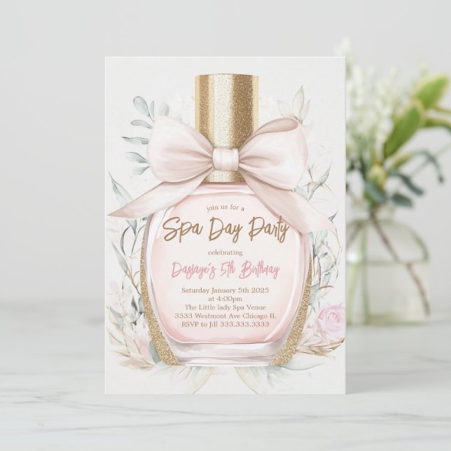 Invitation anniversaire spa, fête d'anniversaire de maquillag (Debout devant)