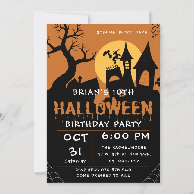 Invitation Anniversaire Spooktacular Halloween Party Éffrayan (Devant)