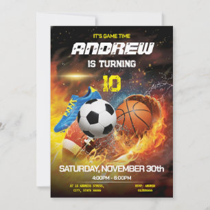 Invitation anniversaire sportive personnalisable