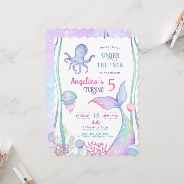 Invitation anniversaire sur le thème nautique. (Devant/Arrière en situation)