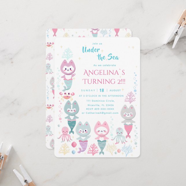 Invitation anniversaire sur le thème nautique. (Devant/Arrière en situation)