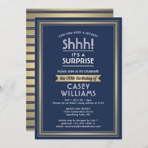 Invitation Anniversaire Surprise Party Marine Bleu, Blanc et 