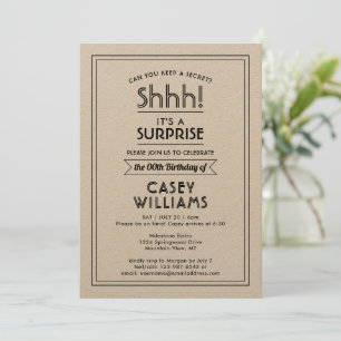 Invitation Anniversaire Surprise Party Shhh! Simple et élégan
