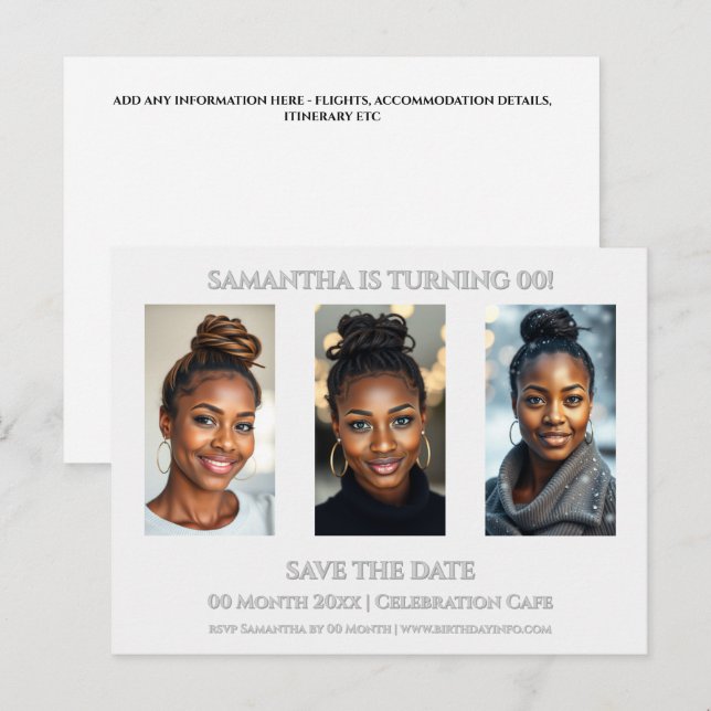 Invitation anniversaire surprise tout âge modèle d (Devant / Derrière)