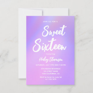 Invitation Anniversaire Sweet 16 Moderne Tendance Dégradé Vio