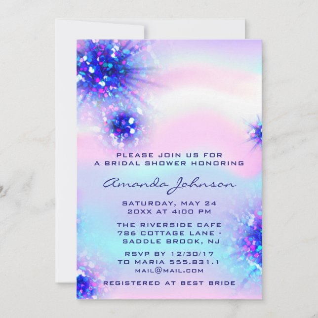 Invitation Anniversaire Sweet 16e Holographic Blue Event (Devant)