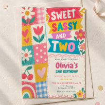 Invitation anniversaire Sweet and Sassy 2 ans, Rét