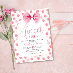 Invitation Anniversaire Sweet sixteen de la Bow rose rousse