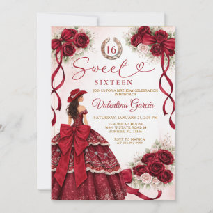 Invitation Anniversaire Sweet Sixteen Princesse Bourgogne Occ