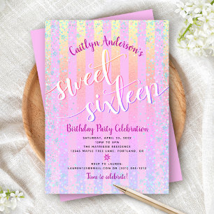 Invitation Anniversaire Sweet Sixteen Rose Violet Ombre Rayur