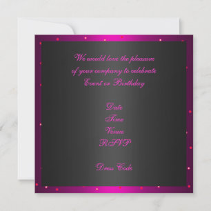 Invitation Anniversaire Taches Noir & Rose Chaud