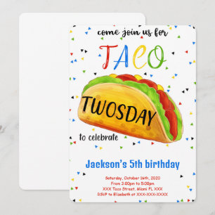 Invitation anniversaire Taco modifiable