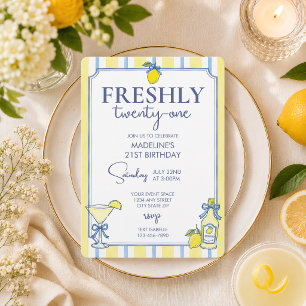 Invitation Anniversaire Tendance Citron Fraîchement 21