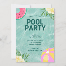 Invitation Anniversaire tendance de la piscine de Palm Spring