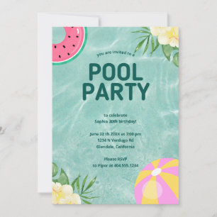 Invitation Anniversaire tendance de la piscine de Palm Spring