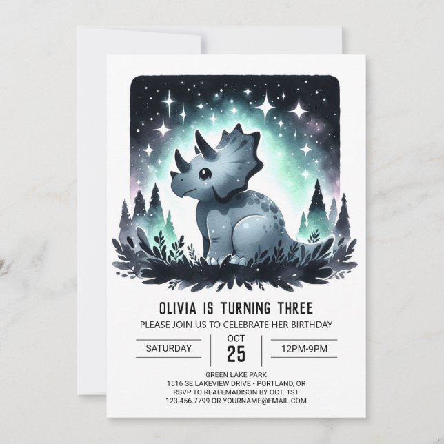 Invitation Anniversaire tendance des enfants Dino Fiesta (Devant)